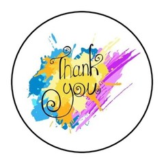 30 Thank You Envelope Seals Labels Stickers 1.5″ Round colorful paint splatter