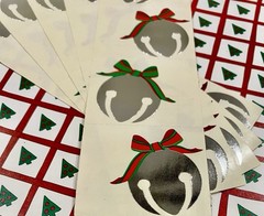 Vintage Mrs. Grossman Christmas Holiday Silver Bells 2×6 Sticker Strip (1)