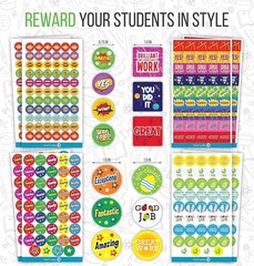 Teacher Reward Stickers – 1380 Pcs, 22 Sheets of Premium Reward Stickers, Colorf