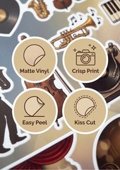 Lifestyle, Food and Hobbies Sticker Sheet, A5 Matte Vinyl Kiss Cut Stickers, …