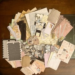 Antique Inspired Junk Journal Kit Multimedia Ephemera Scrapbook, Paper Crafts