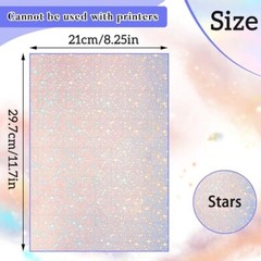36 Sheets Holographic Sticker Paper Clear A4 Vinyl Sticker Paper Self Star