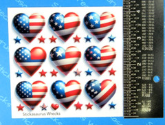 Patriotic Red White & Blue Flag Hearts & Stars Sticker Sheet