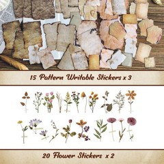 565 Pcs Vintage Scrapbook Paper Kit with Flower Stickers, Retro Journaling Suppl