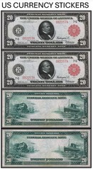 $20 1914 Federal Reserve Note Red Seal (US CURRENCY STICKERS) (Lot OF 2)