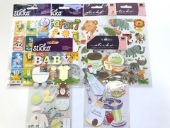 EK Success Sticko Baby Safari Scrapbook Stickers Lot Animals Nursery Food