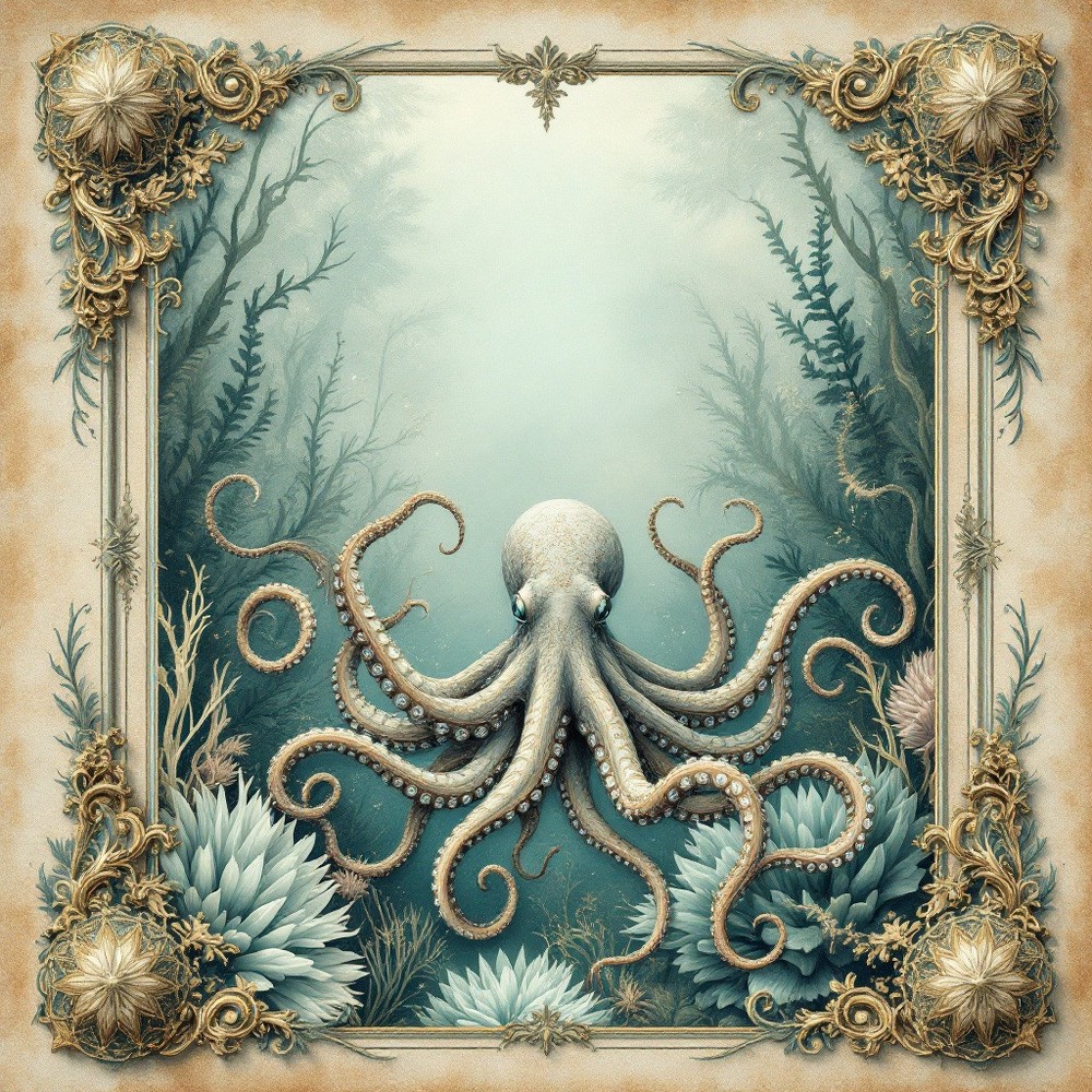 Octopus Decoupage Rice Paper Ornament-Wood Art Scrapbooking A4 1 Sheet