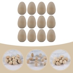 12Pcs Durable Wooden DIY Bird Egg Painting Toys Khaki Color for Craft Lovers