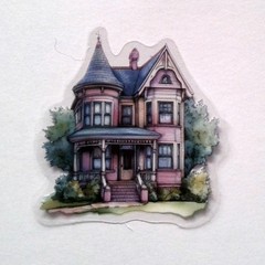 Victorian Style Fairy Tale House Clear Vinyl Decal Sticker Water Resistant Gift