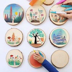 Large Unfinished Wood Slices for Centerpieces 10 Pcs 10-11 inches Natural Woo…