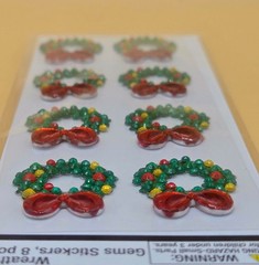 Christmas Paper Crafts WREATH GEMS 8pc Dimensional Stickers, NEW
