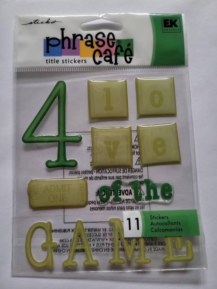 Sticko Phrase Cafe Stickers 4 Love Of The Game Sports Sticker Scrapbook