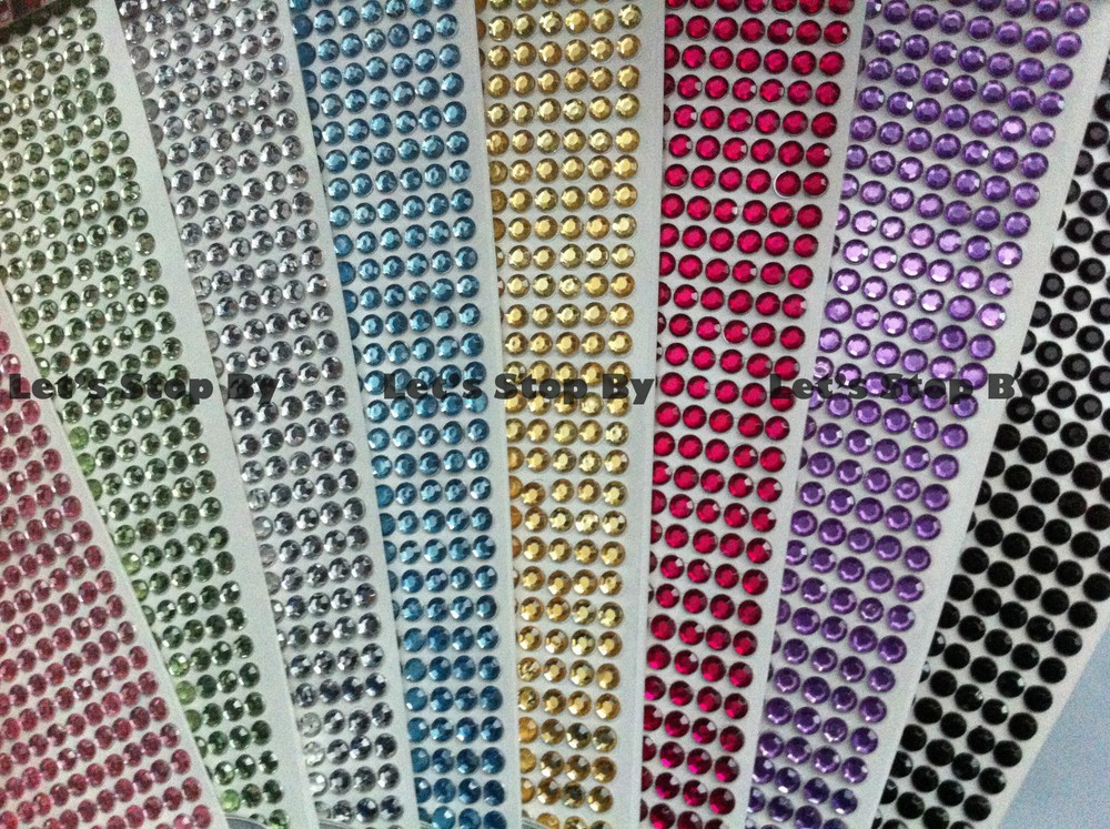 504 pcs 6mm Self Adhesive Rhinestone Crystal Bling Stickers Round iphone auto