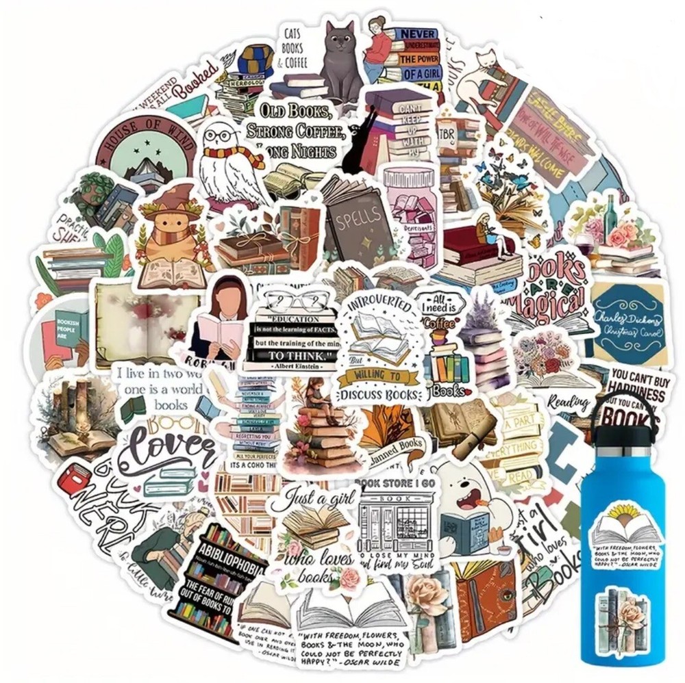 10pcs Small Book Lovers Stickers- Scrapbook, Journal, DIY Crafts & Cards -1.5in