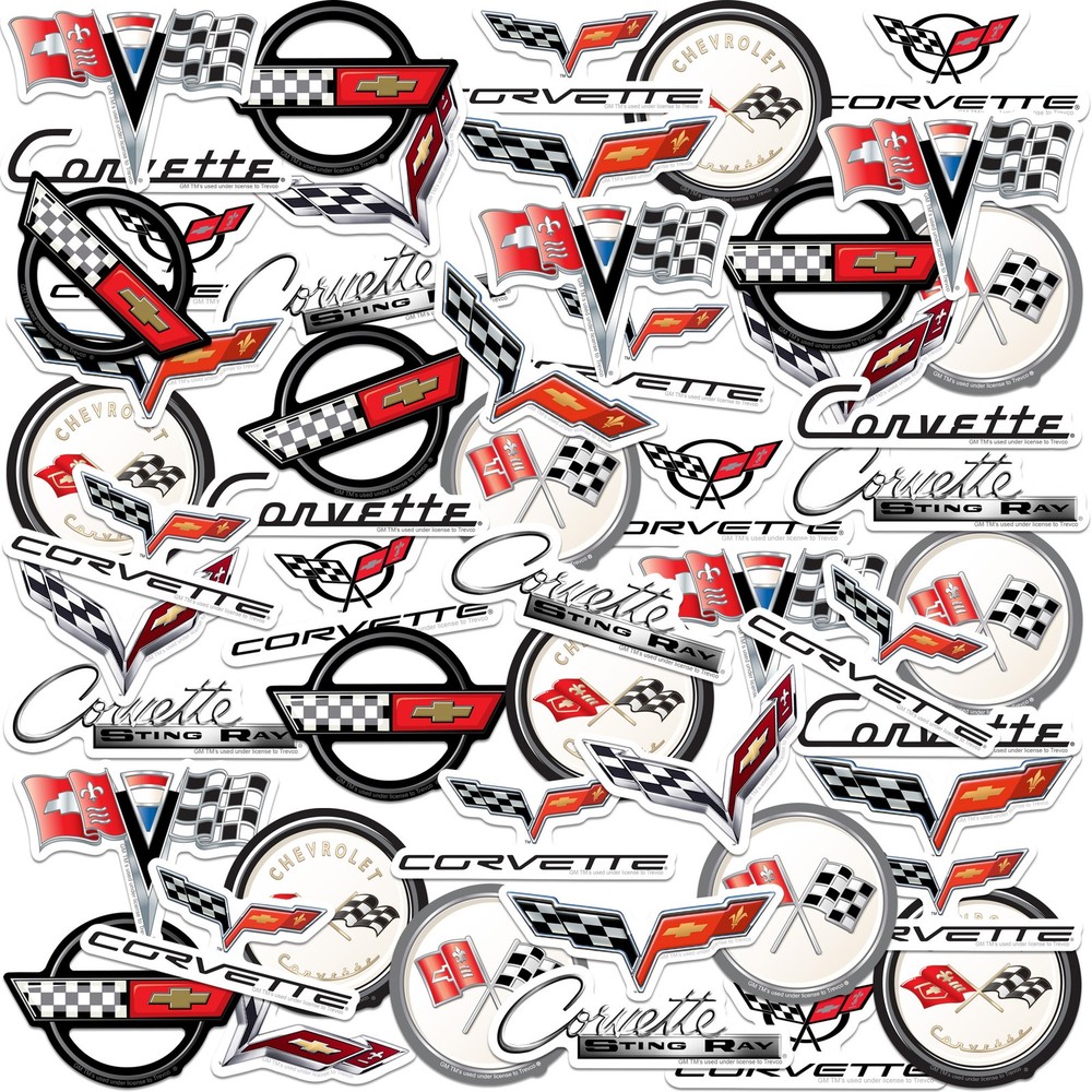 CHEVROLET CORVETTE VARIETY DIE CUT VINYL 50 CT STICKER PACK