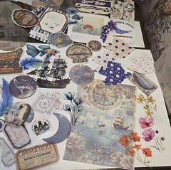 Lot Junk Journal Kit Paper Stickers Tickets Tags Labels Ephemera Cards Tags Book