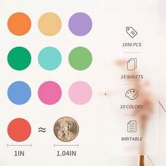 1″ Colored Dot Stickers 1050 PCS Circle Round Stickers Colored Coding Labels …