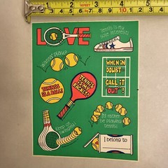 1980 VTG HALLMARK COMIC TENNIS RACKET & BALLS STICKERS