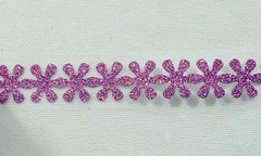 RECOLLECTIONS SCRAPBOOKING GLITTER ON A ROLL / PINK GLITTER FLOWERS / 2 YARDS