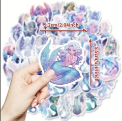 10pcs Pearl Dragon, Angel, & Mermaid Stickers- Scrapbook, Journal, DIY Crafts