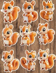 Balloon Squirrel Die Cut Vinyl Stickers Set Scrapbooking Laptop Waterbottle