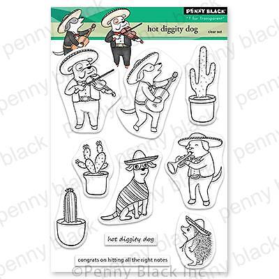 New Penny Black clear Rubber Stamp SCOOTER THE DOG HOT DIGGITY DOG free USA ship