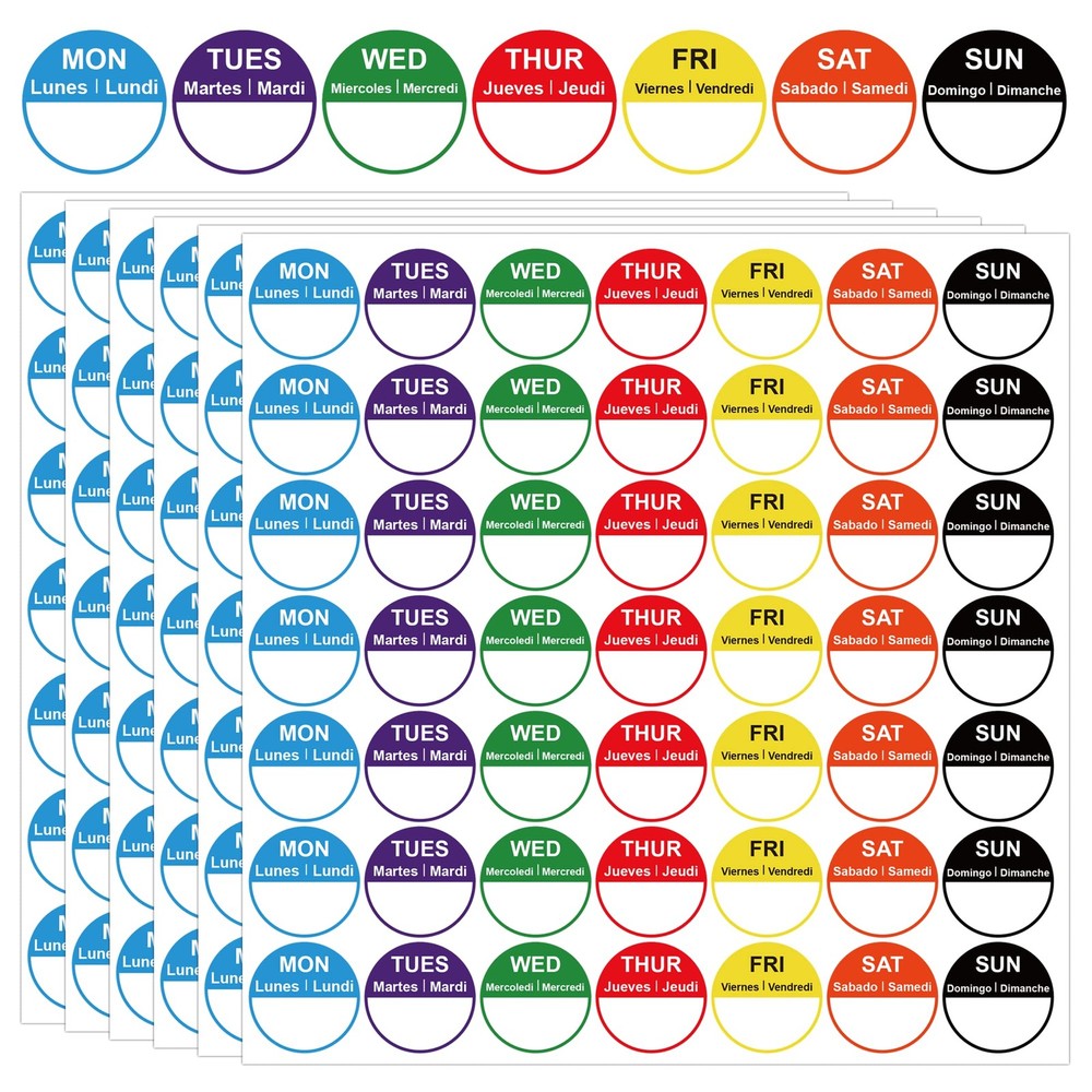 7 Days of The Week Labels 1 Inch Color Coding Food Rotation Labels Self Adhe…