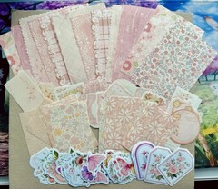 Pink Floral Butterfly Bird Scrapbooking Mixed Supplies – Paper & Stickers 10 pcs