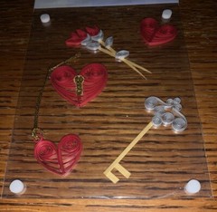 Joann Scrap Essentials Gold Key Red Heart Roses Card Handmade Valentines Sticker