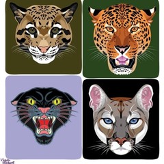 Violette Stickers Big Cats Sticker Sheet Lion Tiger Panther Cougar Animal Craft