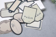 16pcs vintage label stickers | collage style frame label receipt themed white m
