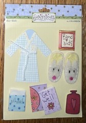 Sue Dreamer By Colorbok Get Well Card Band Aids Alcohol Slippers Robe Stickers
