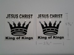 CHRIST IS KING 2 STICKERS 2 3/4 X 2 3/4 INCH INDOOR / OUTDOOR QUALITY VINYL