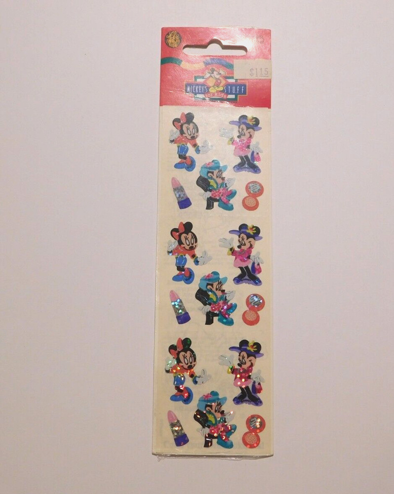 SandyLion Lot 1 Strip NIP Mickey Stuff ~ Prismatic Minnie Makeup~ Stickers
