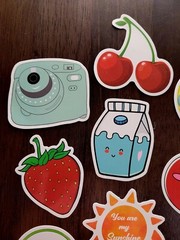STICKERS x 10 Cherry Tomato Strawberry Milk Headphones Mitten Flower 23V8