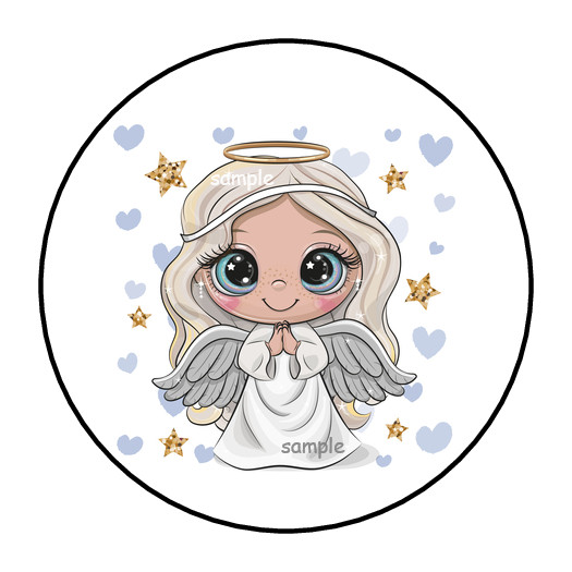 30 CUTE ANGEL WITH STARS AND HEARTS STICKERS ENVELOPE SEALS LABELS 1.5″ ROUND