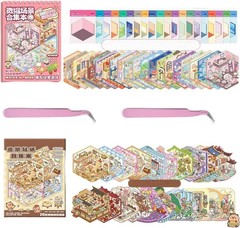 40 Sets DIY 3D Sticker Scene Collection Book, Miniature Cute Cartoon Animal Stic