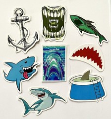 Stickers- Sharks, Shark week, Jaws. Set of 8 shark stickers.
