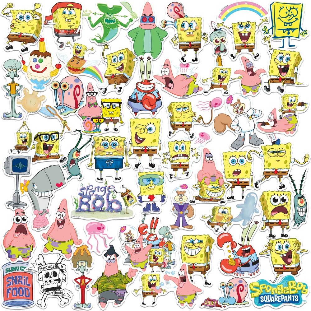 SPONGEBOB SQUAREPANTS VARIETY DIE CUT VINYL 50 CT STICKER PACK