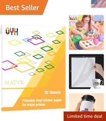 20 Sheets Matte Waterproof Printable Vinyl Sticker Paper for Inkjet & Cricut Use