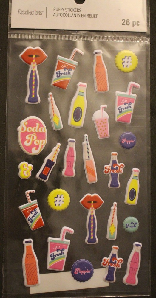 New Recollections scrapbook stickers SODA POP shoppe bottles straws fizz