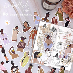 Crafting Stickers Bundle – Vintage and Boho Aesthetic Stickers for Journaling, S