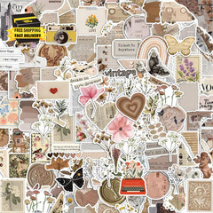 120Pcs Mixed Vintage Stickers, Waterproof Scrapbook Aesthetic Sticker for Daily