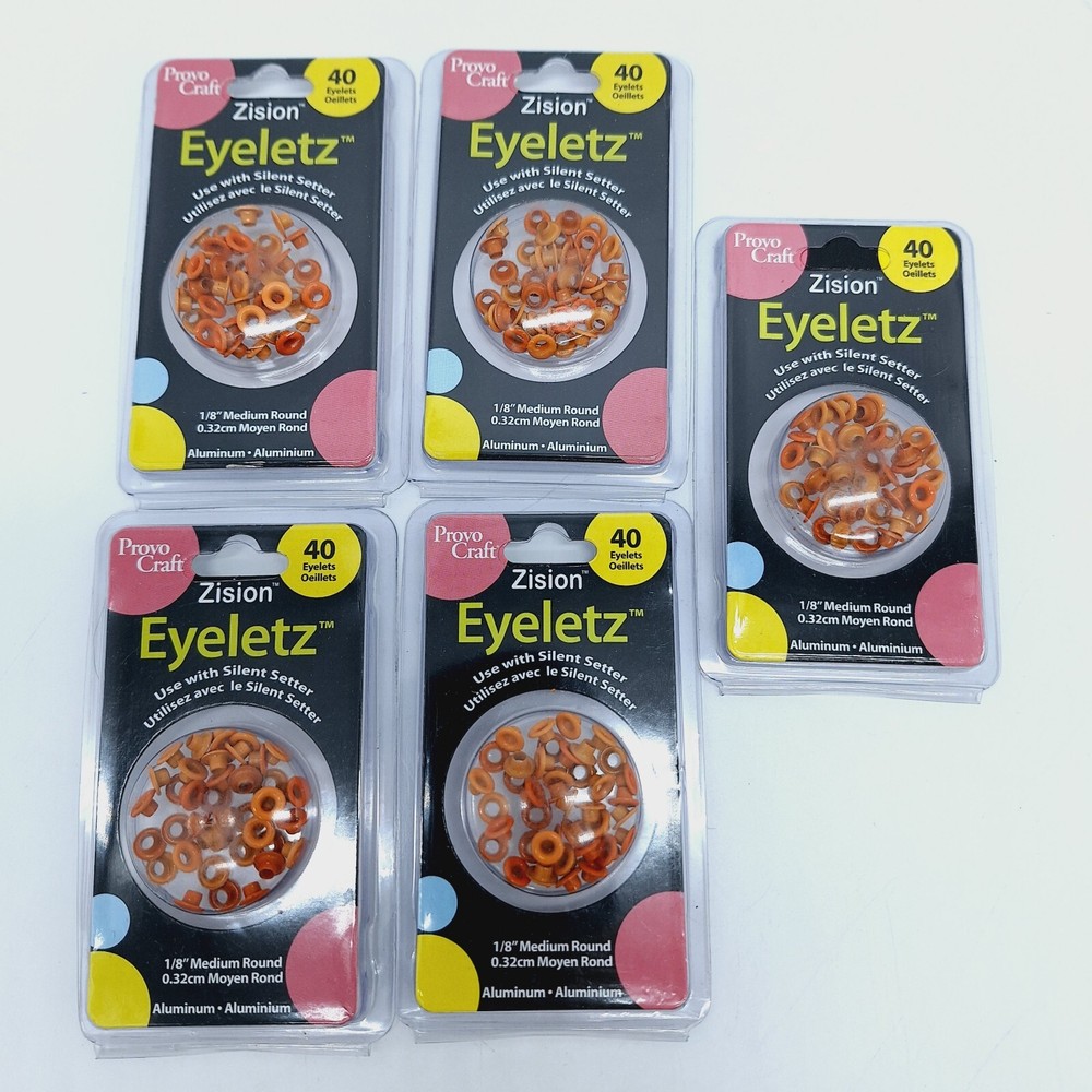 5 New Provo Craft Eyeletz 1/8″ Medium Round Poppy Orange Color