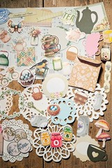 Cottagecore Theme Papercraft Ephemera Pack, Journal Scrapbook Tag & Stickers