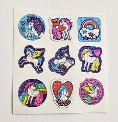 Vtg 80s Noteworthy Sticker Unicorns & Pegasus VHTF rainbow fantasy prismatic