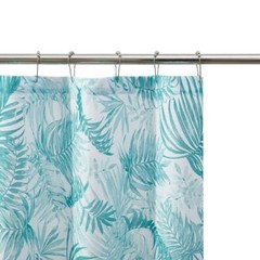 Green Printed, Ribbed Textured Shower 72″W x 72″L (Pack of 1) Palm Leaves