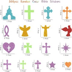 500Pcs Christian Glitter Stickers Foam Self-Adhesive Multi-Colour Art Craft