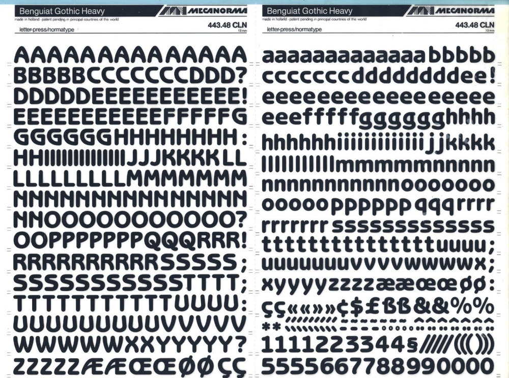 MECANORMA Dry Transfer Lettering 443.48 CLN #193 BENGUIAT GOTHIC HEAVY 13mm