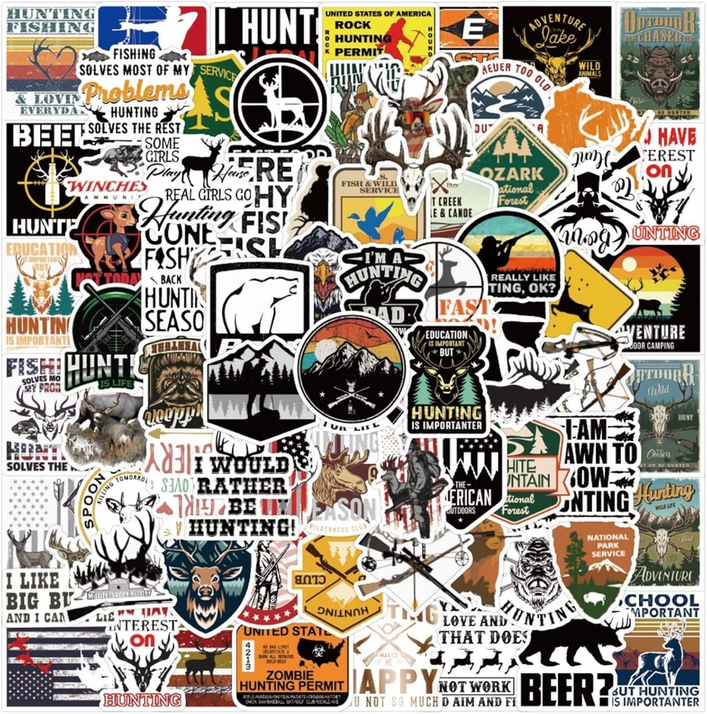 50 PCS Hunting Stickers Outdoor Adventure Wild Travel Stickers Waterproof Vinyl